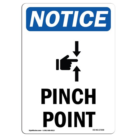 Signmission OSHA Notice Sign, Pinch Point With Symbol, 24in X 18in Rigid Plastic, 18" W, 24" L, Portrait OS-NS-P-1824-V-17298